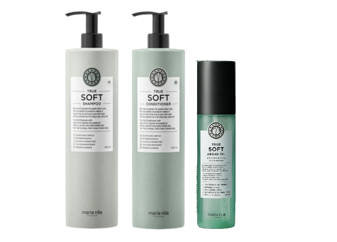 True Soft Duo Shampoo & Conditioner 2x1000ml & True Soft Hair Oil 100 ml-Bombola-Paket-Maria Nila